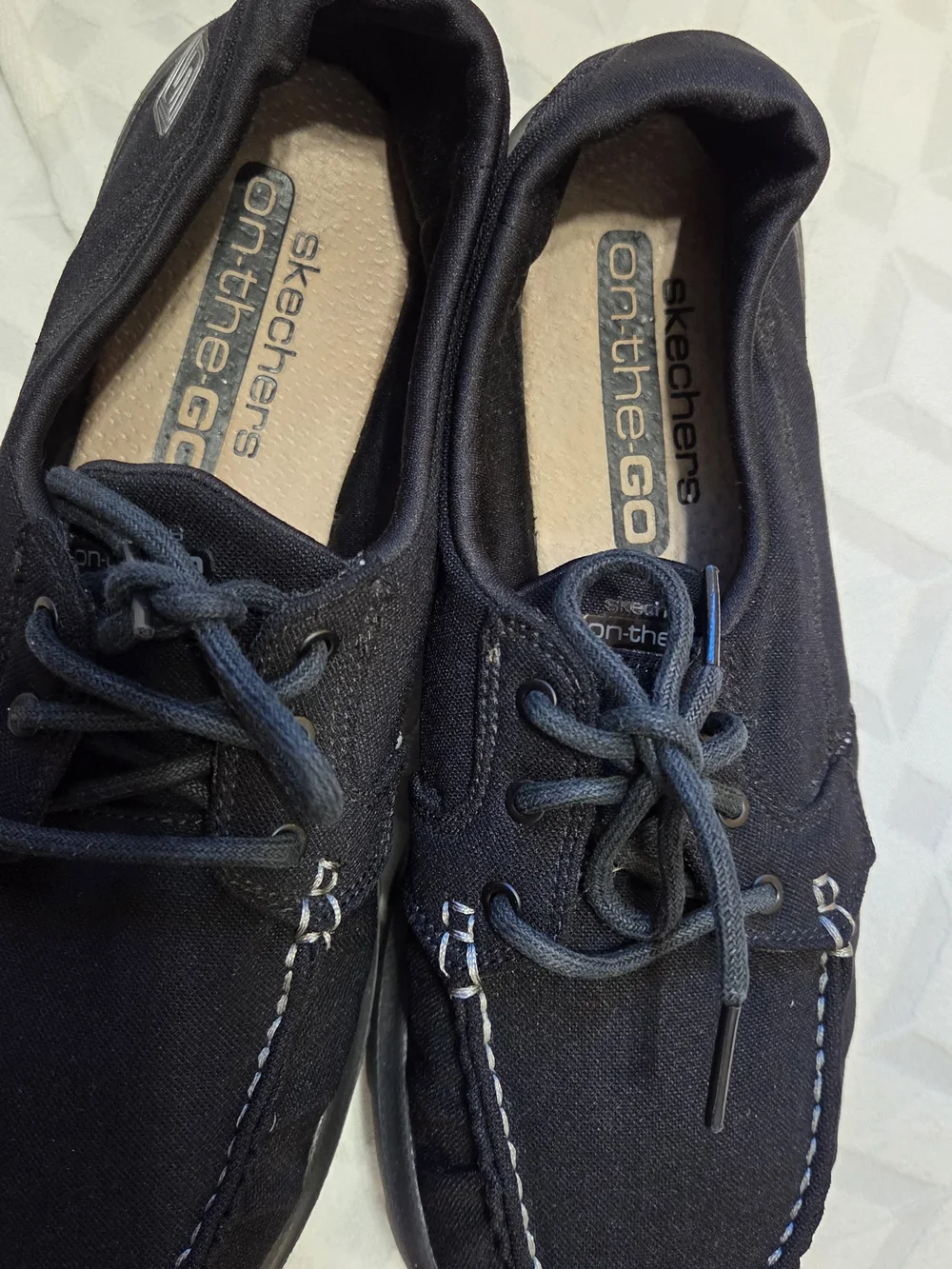 Skechers Men's Navy Slip-On Boat Shoes with Laces